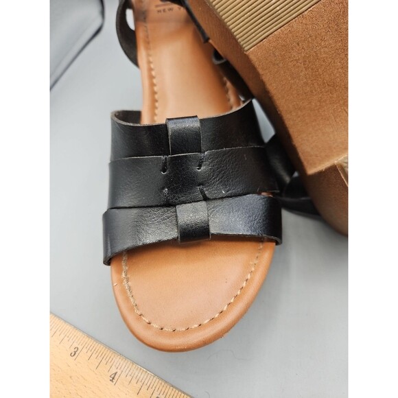 SM New York Size 8.5 Black Wedge Sandals Style Winter Black Slingback - Picture 9 of 9